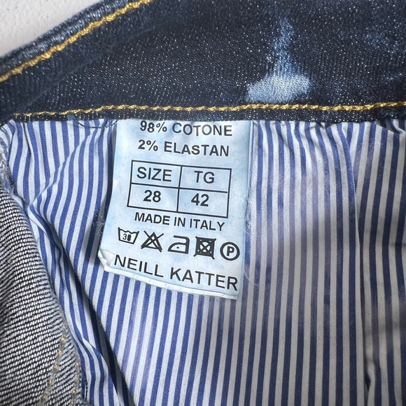 NWT NEILL KATTER paint print designer skinny jeans stretchy 28 made in Italy - Picture 8 of 9